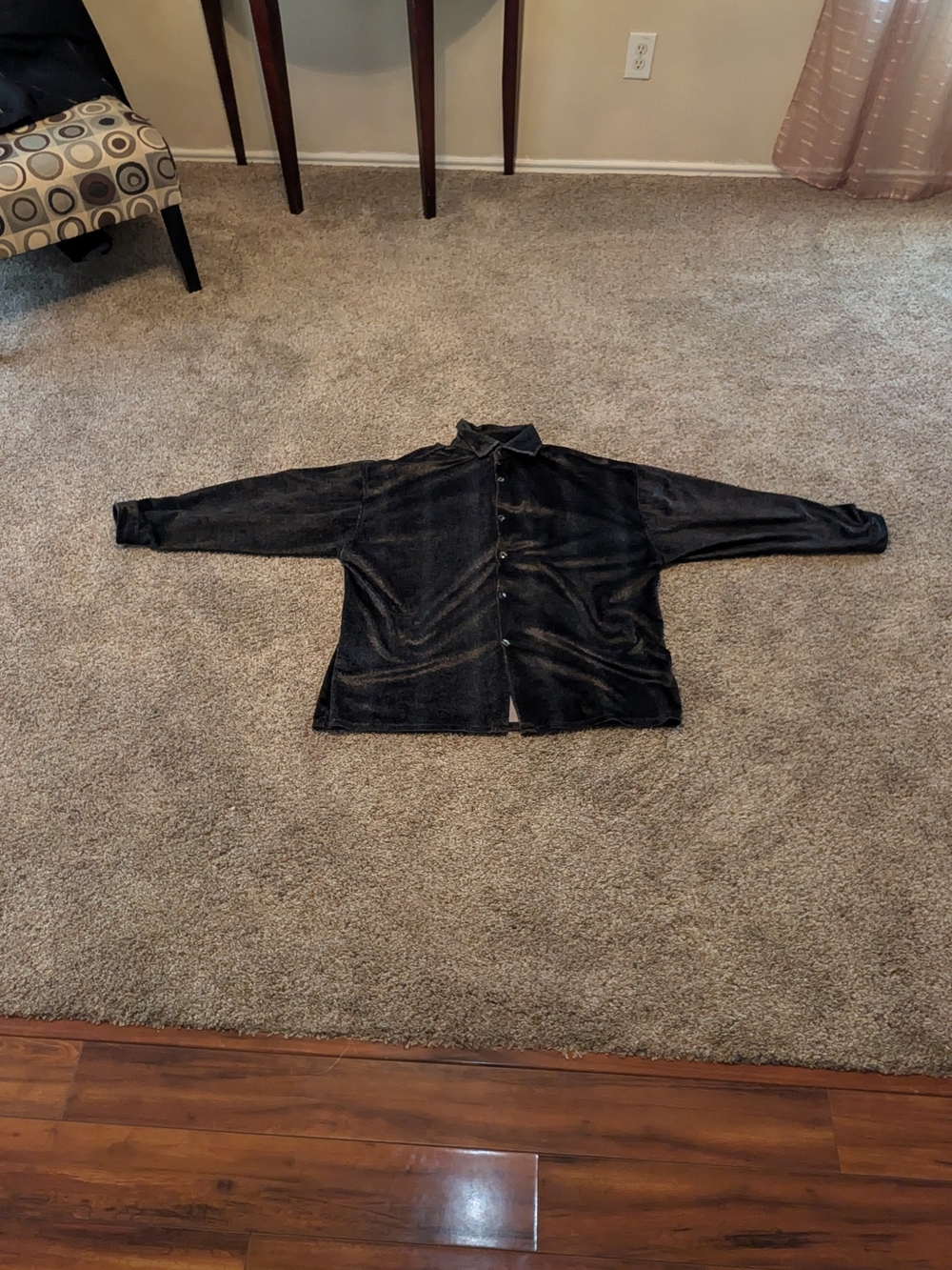Mens Vintage Fox Collection Black Charcoal Plush Velour Shirt Jacket Size 3XL